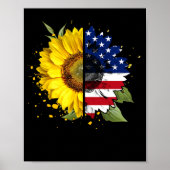 Zonnebloem Amerikaanse vlag op 4 juli Poster (Voorkant)