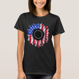 Zonnebloem Amerikaanse vlag op 4 juli T-shirt