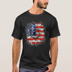 Zonnebloem Amerikaanse vlag op 4 juli T-shirt