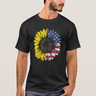 Zonnebloem - Amerikaanse vlag - patriottisch 4 jul T-shirt