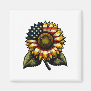 Zonnebloem Amerikaanse Vlag Patriottische Schattig Magneet