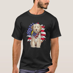 Zonnebloem Amerikaanse vlag Tibetaanse terrier Dog T-shirt