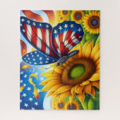 Zonnebloem Amerikaanse Vlinder Legpuzzel (Verticaal)