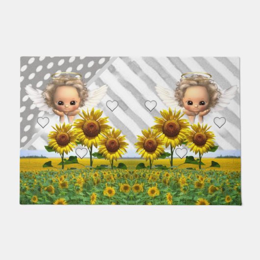 Zonnebloem Angels deurmat (Voorkant)