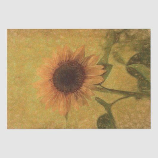 Zonnebloem  Antiek Geel Groen Textuur Tissuepapier (Voorkant)