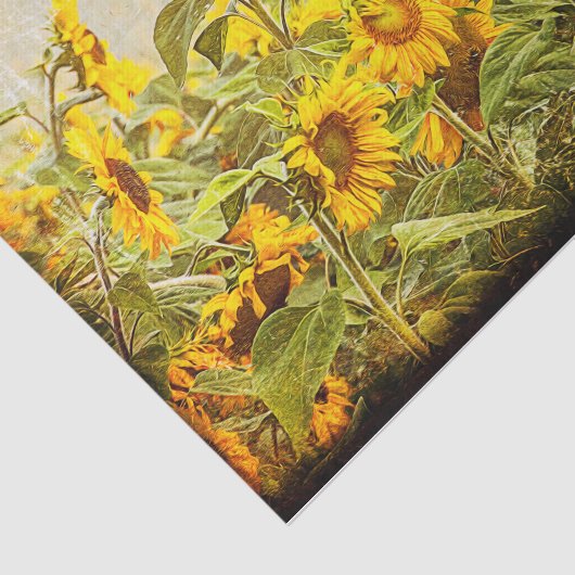 Zonnebloem  Antiek gele ontvlechting Tissuepapier (Detail)