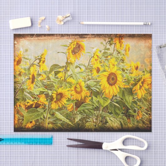 Zonnebloem  Antiek gele ontvlechting Tissuepapier (Craft)