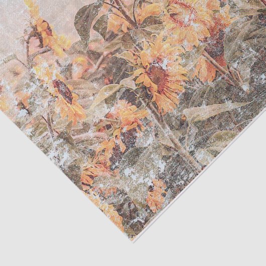 Zonnebloem  Antiek herfsttextiel Tissuepapier (Detail)