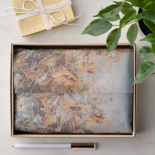 Zonnebloem Antiek herfsttextiel Tissuepapier (Geschenk)