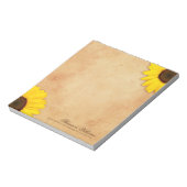 Zonnebloem antiek oud papier perkament notitieblok (Linkerzijde)