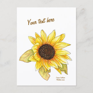 Zonnebloem aquarel aanpasbare ansichtkaart briefkaart