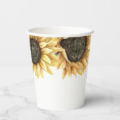 Zonnebloem Aquarel Bloem Bruidsdouche Papieren Bekers (Achterkant)