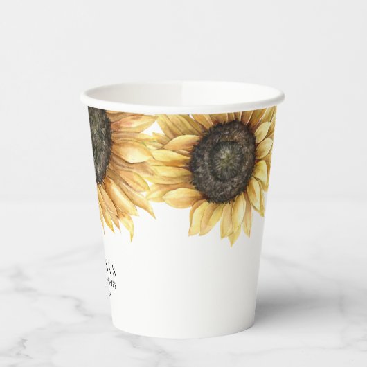 Zonnebloem Aquarel Bloem Bruidsdouche Papieren Bekers (Links)