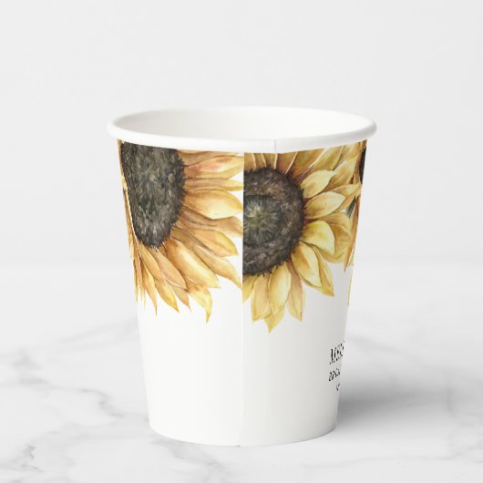 Zonnebloem Aquarel Bloem Bruidsdouche Papieren Bekers (Rechts)