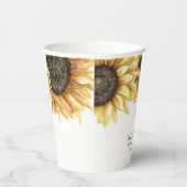 Zonnebloem Aquarel Bloem Bruiloft Feest Papieren Bekers (Rechts)