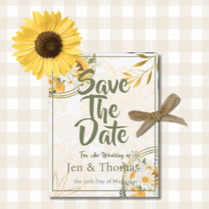 Zonnebloem Aquarel Bloem Save the Date Briefkaart