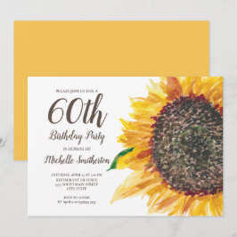 Zonnebloem Aquarel Bloem Wit 60e Verjaardag Kaart