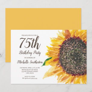 Zonnebloem Aquarel Bloem Wit 75e Verjaardag Kaart