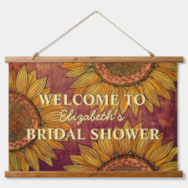 Zonnebloem Aquarel Boho Landelijke Bruiloftsfeest Hangend Wandkleed