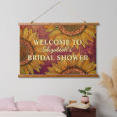 Zonnebloem Aquarel Boho Landelijke Bruiloftsfeest Hangend Wandkleed (Slaapkamer)