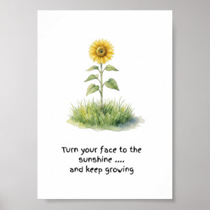 Zonnebloem Aquarel Canvas Kunstprint Poster