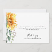 Zonnebloem Aquarel Dank Je Bedankkaart (Achterkant)