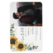 Zonnebloem Aquarel Foto Save the Date Magneet (Verticaal)