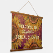 Zonnebloem Aquarel Kunst Boho Landelijke Bruids Sh Hangend Wandkleed (Gebogen)