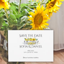 Zonnebloem aquarel trouwkaart 'Save the Date'