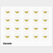 Zonnebloem aquarel witte roos bruiloft ronde sticker (Vel)
