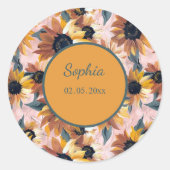 Zonnebloem Aquarelontwerp Ronde Sticker (Voorkant)