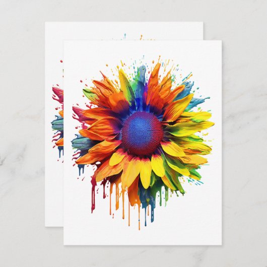 Zonnebloem Art Abstract Bloem Schilderij Kunstwerk Informatiekaartje (Voorkant / Achterkant)