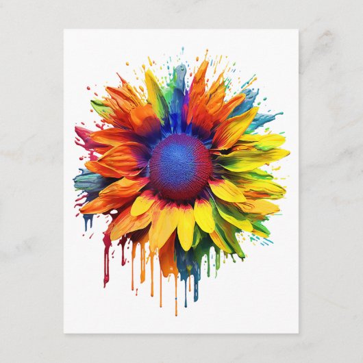 Zonnebloem Art Abstract Bloem Schilderij Kunstwerk Informatiekaartje (Achterkant)