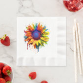 Zonnebloem Art Abstract Bloem Schilderij Kunstwerk Servet (Insitu)