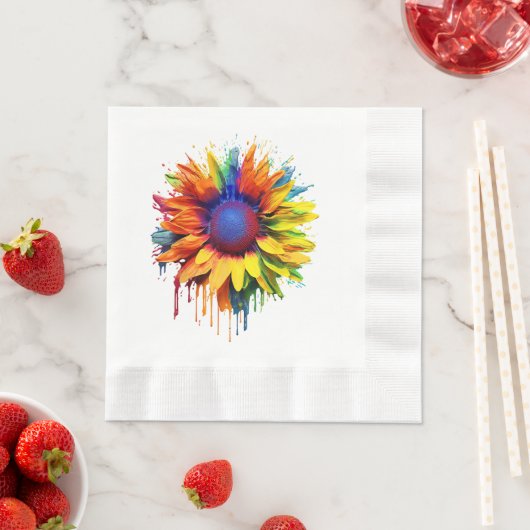 Zonnebloem Art Abstract Bloem Schilderij Kunstwerk Servet (Insitu)