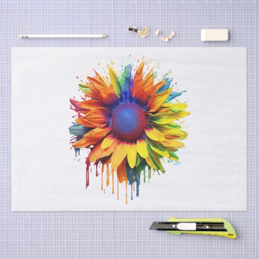 Zonnebloem Art Abstract Bloem Schilderij Kunstwerk Tissuepapier (Craft)