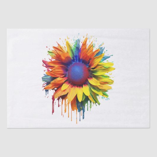 Zonnebloem Art Abstract Bloem Schilderij Kunstwerk Tissuepapier (Voorkant)