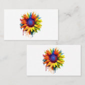 Zonnebloem Art Abstract Bloem Schilderij Kunstwerk Visitekaartje (Voorkant / Achterkant)