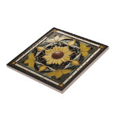 Zonnebloem Art Deco Nouveau Geel en Zwart Tegeltje (Zijkant)