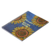  zonnebloem Art Navy Blue Custom Name Recipe Notitieboek (Linkerzijde)