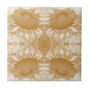  zonnebloem Art Nouveau Gold Symmetrisch Tegeltje
