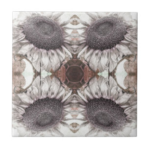 zonnebloem Art Nouveau Sepia Brown Floral Tegeltje