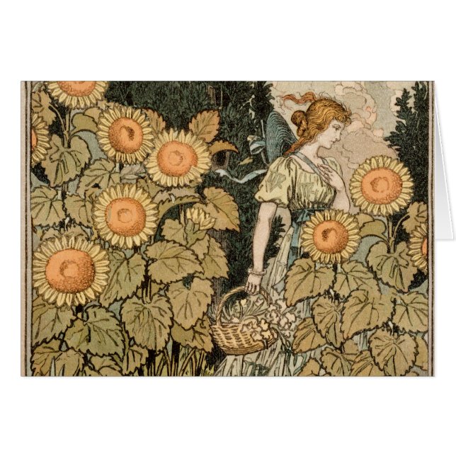 Zonnebloem Art Nouveau Tuin Grasset Vrouw (Voorkant Horizontaal)
