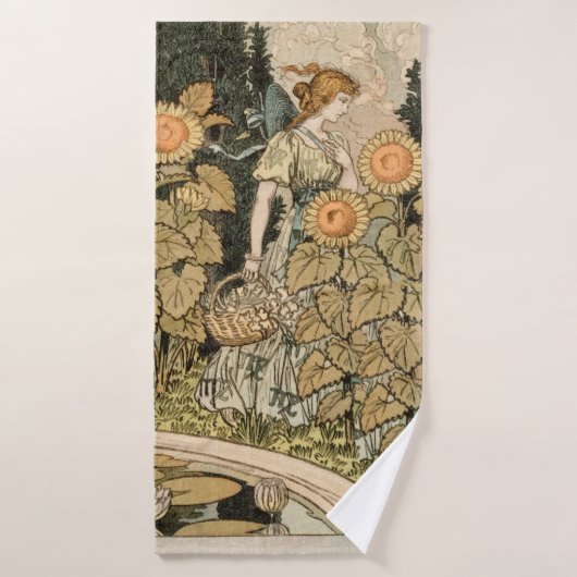 Zonnebloem Art Nouveau Tuin Grasset Vrouw Bad Handdoek (Badhanddoek)