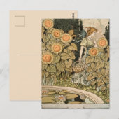 Zonnebloem Art Nouveau Tuin Grasset Vrouw Briefkaart (Voorkant / Achterkant)