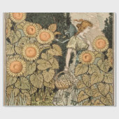 Zonnebloem Art Nouveau Tuin Grasset Vrouw Cadeaupapier (Vlak)