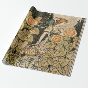 Zonnebloem Art Nouveau Tuin Grasset Vrouw Cadeaupapier