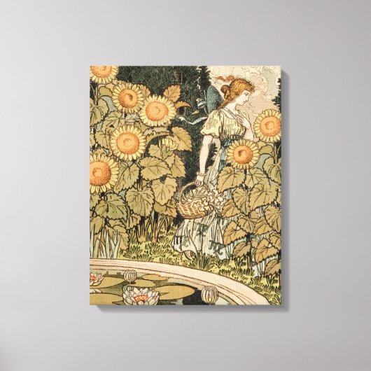 Zonnebloem Art Nouveau Tuin Grasset Vrouw Canvas Afdruk (Voorkant)