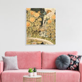 Zonnebloem Art Nouveau Tuin Grasset Vrouw Canvas Afdruk (Insitu (Woonkamer))