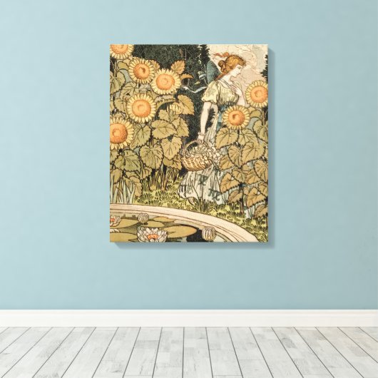 Zonnebloem Art Nouveau Tuin Grasset Vrouw Canvas Afdruk (Insitu (Houten vloer))